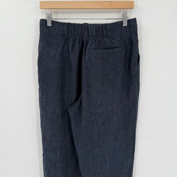 Garnett Hill 100% Linen Straight Leg Trouser Pant Women 6 Blue Casual Beach - Picture 5 of 9